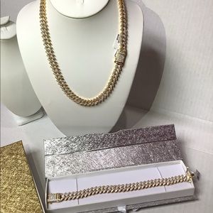 Stainless steel yg finish chain&bracelet set